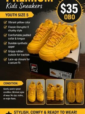 Fila Kids Disruptor II Sneakers - Vibrant Yellow